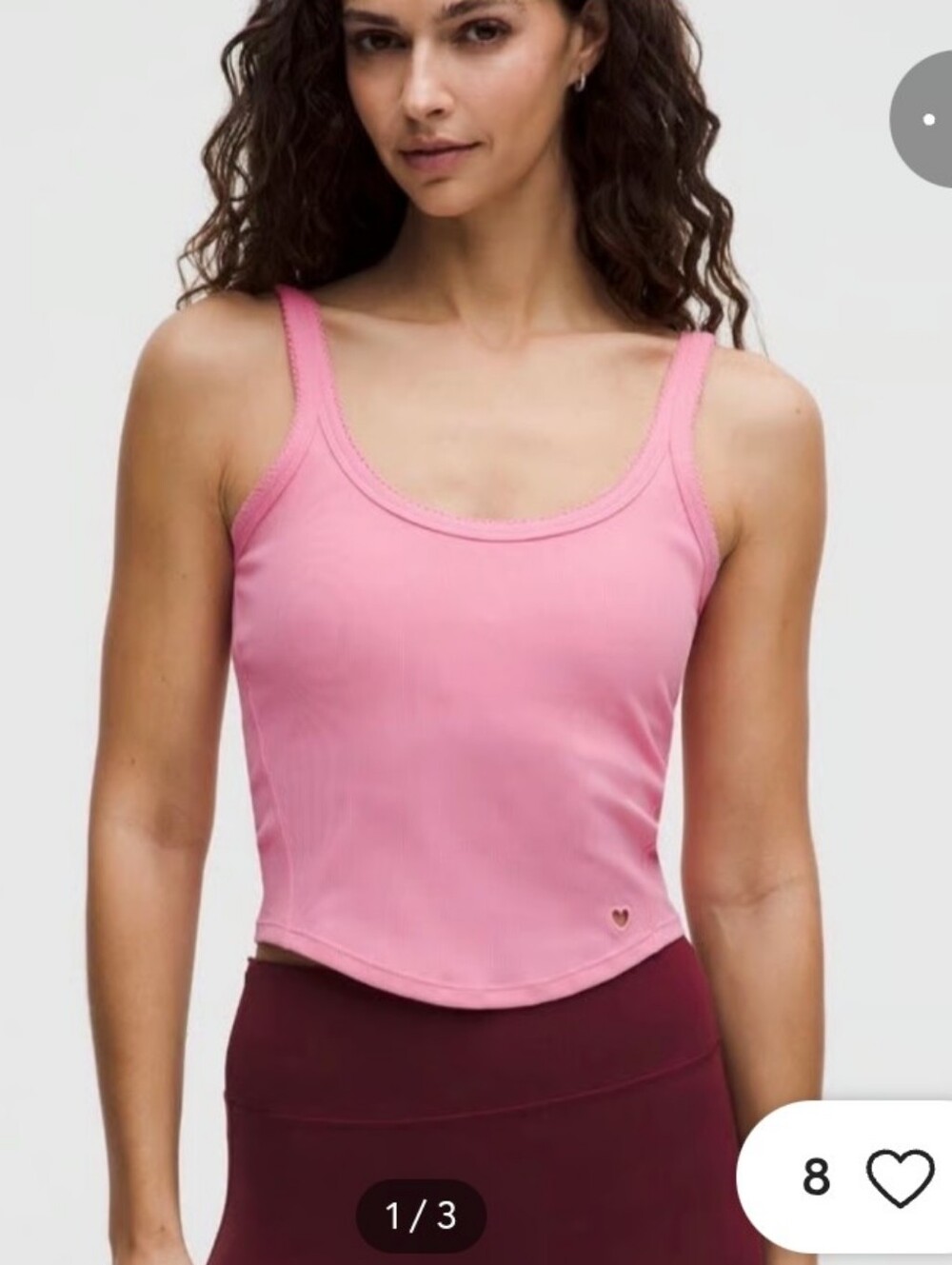 Lululemon Nulu Ribbed Cropped Tank Top Heart Candy Cloud-Valentines - Picture 6 of 9